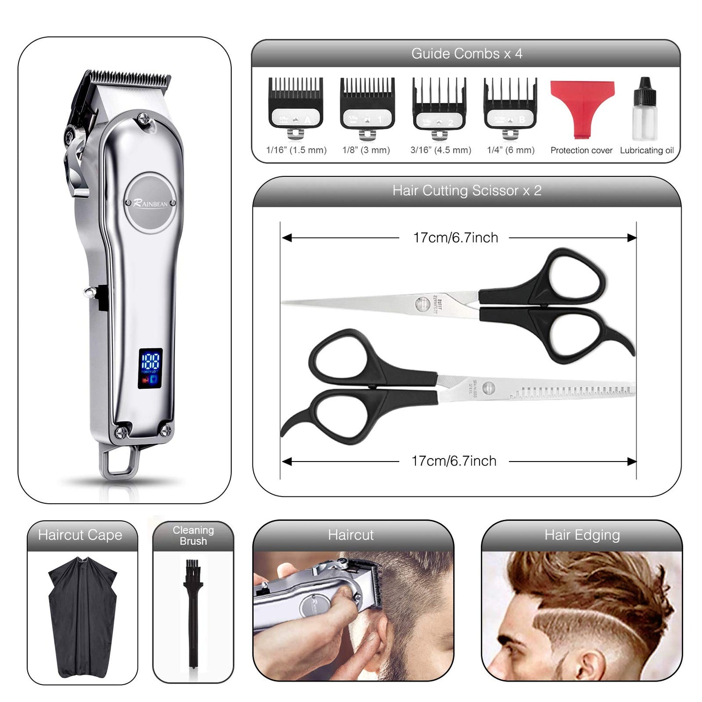 Men Hair Grooming Kit Cordless