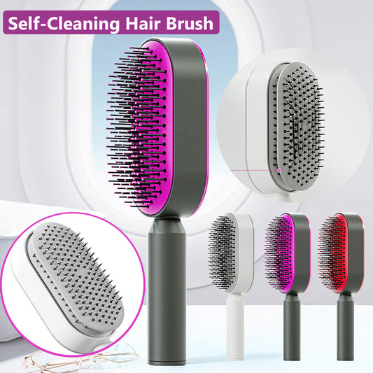 Self Cleaning Hair Brush For Women One-key Cleaning